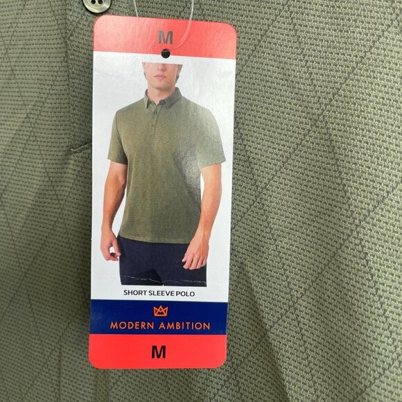 NEW Modern Ambition Men's M Olive Green Polo Shirt Pattern - Picture 9 of 10